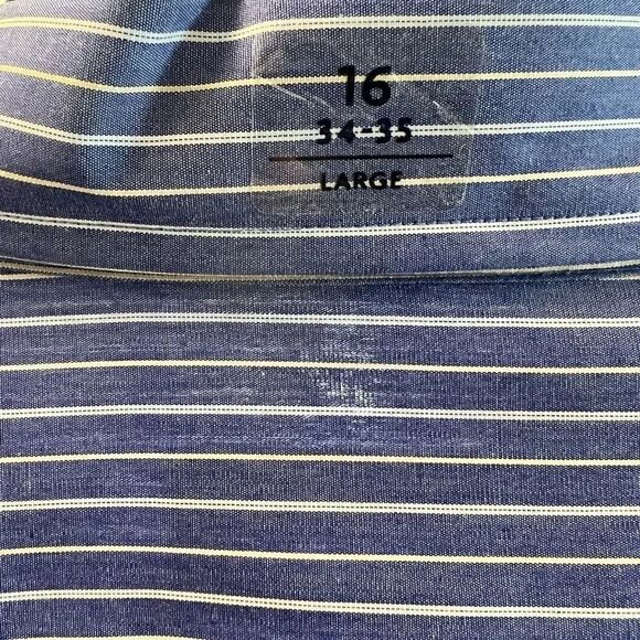 NWT Club Room Iron-free Easy-traveler Long Sleeve Striped Blue & White Shirt #M6 - Picture 5 of 5